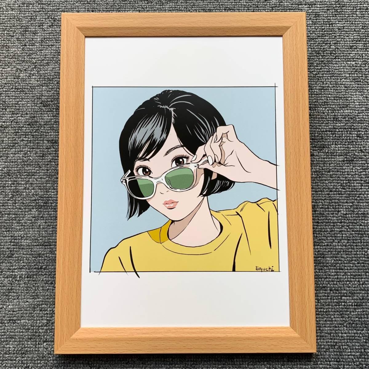Amazon.co.jp: □江口寿史『めがね女子』B5サイズ 額入り 貴重イラスト